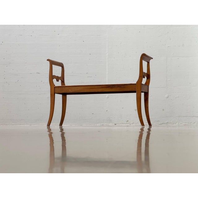 Biedermeier-Style Cherrywood Bench, 1930s For Sale - Image 4 of 13