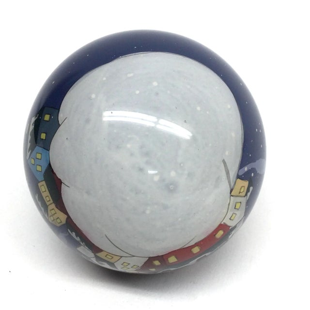 Blue Vintage Hand Painted Glass Hanging Ornament Santa Clause For Sale - Image 8 of 10