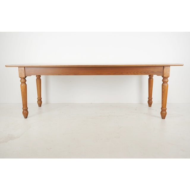 Farmhouse Mid 20th Century Reclaimed 7.5 Ft. Oak Farmhouse Dining Table For Sale - Image 3 of 12