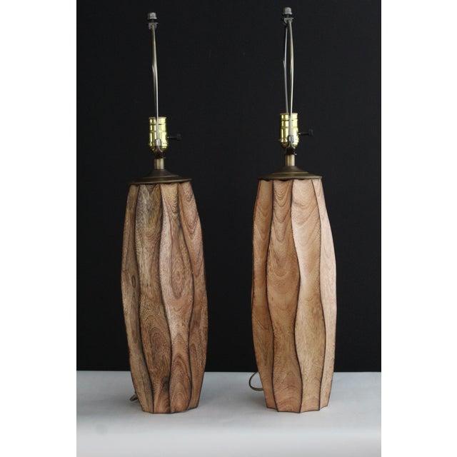 Mid 20th Century Weatwood Studio Style Carved Waknut - a Pair For Sale - Image 10 of 12