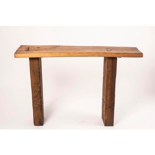 Brutalist Wood Console Table, 1970 For Sale - Image 6 of 15