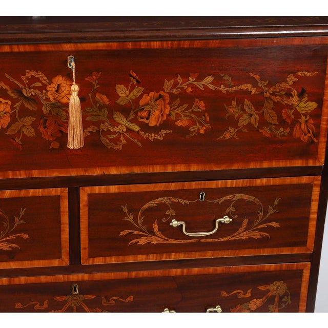 Antique Early George II Inlaid Mahogany Chest with Secretaire, 18th Century For Sale - Image 9 of 18