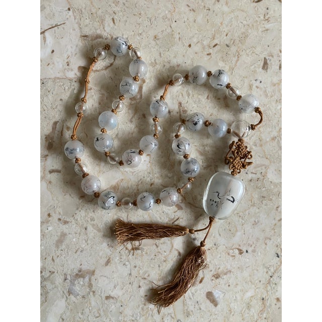 Reverse Painted Chinoiserie Glass Beaded Necklace For Sale - Image 9 of 12