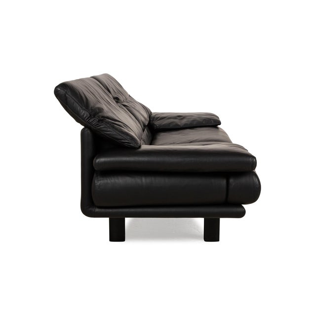 Alanda Two Seater Black Leather Sofa by Paolo Piva for B&b Italia / C&b Italia For Sale - Image 14 of 17