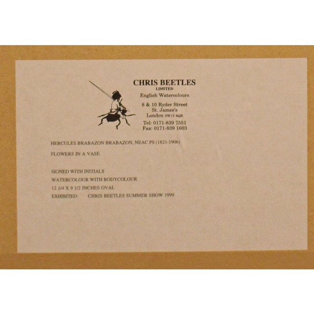 Mid 19th Century Mid-Late 19th Century Watercolor by h.b. Brabazon "Flowers in a Vase" For Sale - Image 5 of 5