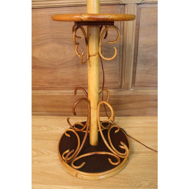 Beige Rattan and Bamboo Floor Lamp, 1960s For Sale - Image 8 of 9