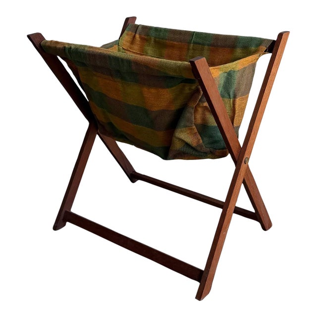 Vintage Danish Teak Folding Magazine Rack – Mid-Century Modern Scandinavian Design 1960s For Sale