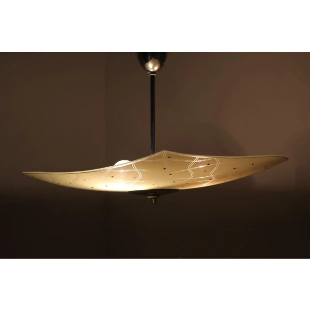 Silver Pendant Light in Glass & Chrome, Czechoslovakia, 1960s For Sale - Image 8 of 13