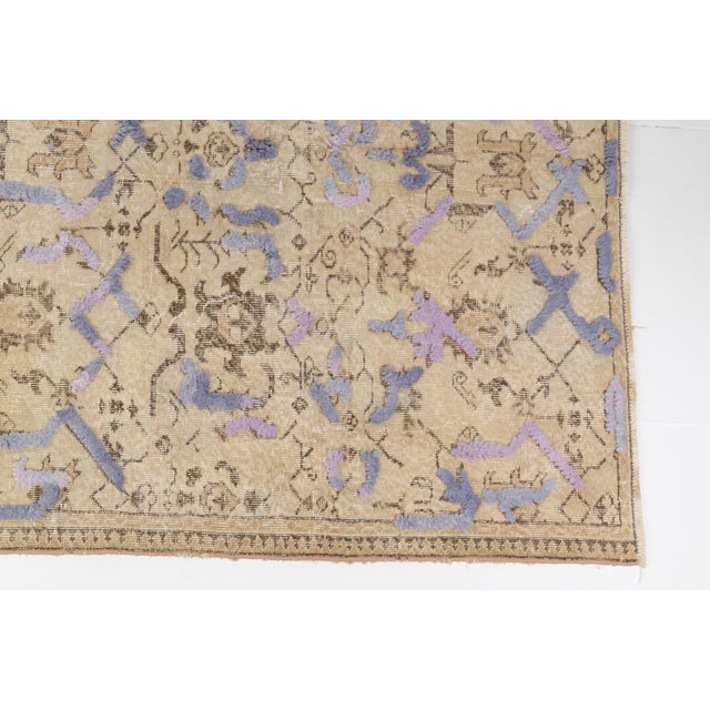 Beige Mid 20th Century Creamy Beige Turkish Area Rug For Sale - Image 8 of 10