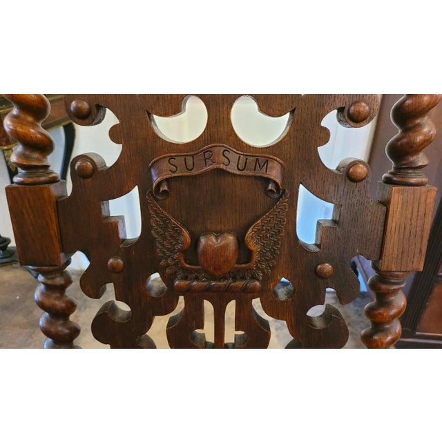 19c English Rococo Revival Ecclesiastical Oak Hall Chair For Sale - Image 11 of 11
