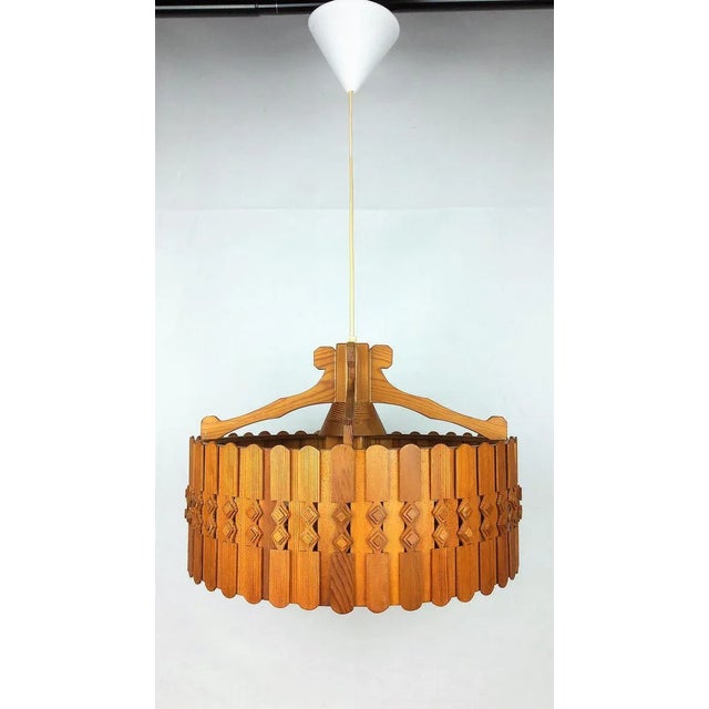 Vintage Scandinavian Pine Ceiling Lamp, 1960s For Sale - Image 10 of 10