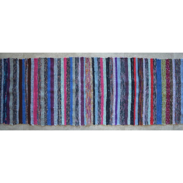 Vintage Handmade Rag Runner Rug - 2′2″ × 21′2″ For Sale - Image 6 of 9