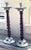 Mexican Vintage Mexican Wood & Aluminum Tall Candlestick Holders For Sale - Image 3 of 9