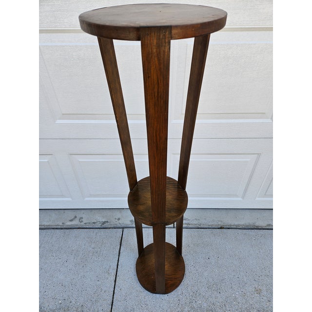 Rustic Tall Three Tier Mission Style Hourglass Plant Stand For Sale - Image 3 of 10