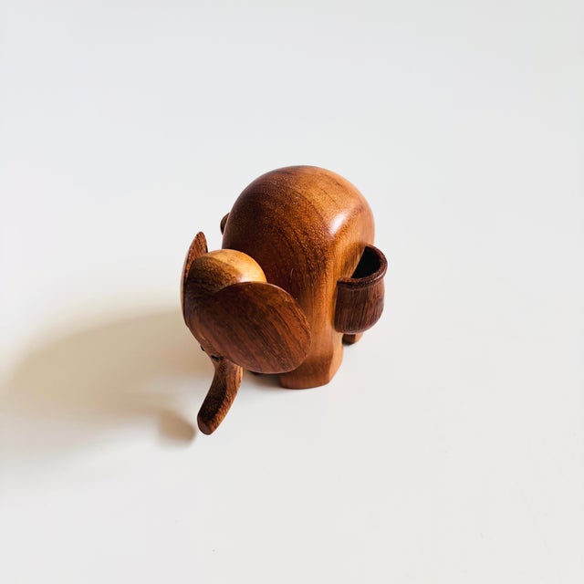 Wood Mid 20th Century Wood Elephant Toothpick Holder For Sale - Image 7 of 10