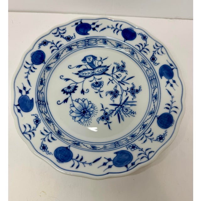 Victorian Antique Meissen Porcelain Blue Onion 3-Piece Trio– Cup, Saucer, & Plate – First Quality For Sale - Image 3 of 9
