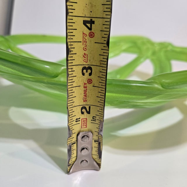 Neon Green Kosta Boda Art Glass Basket Bowl by Anna Ehrner Sweden Neon Green Modernist New 2000s For Sale - Image 8 of 8