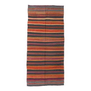 Decorative Vintage Striped Kilim Rug - 5`3" X 10`7" For Sale