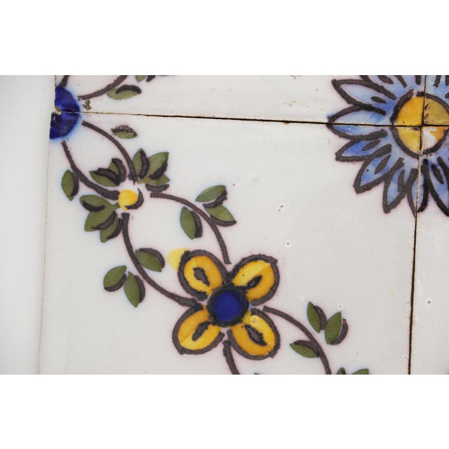 19th Century Set of Four Floral Tiles, Portuguese Baroque For Sale - Image 11 of 14