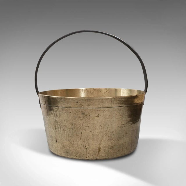 This is a superb, heavy antique jam pan. An English, brass preserve cooking pot, dating to the late Georgian period, circa...