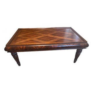 Vintage Regency Style Mahogany Parquetry Coffee Table With Flame Mahogany Apron For Sale