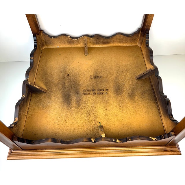 1960s Lane Walnut Coffee Table With Burl Medallion and Radiating Veneer Top For Sale - Image 10 of 10