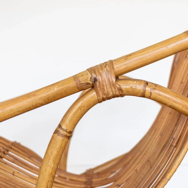 1960s Pair of Italian Rattan Bucket Chairs For Sale - Image 9 of 11