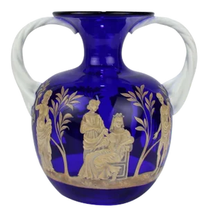 Pauly & Co Mid-Century Modern Blue & White Murano / Venetian Glass Portland Vase