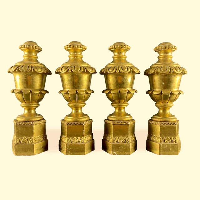 Wood Italian Carved Wood Gilded Lamp Bases, 1800s, Set of 4 For Sale - Image 7 of 7