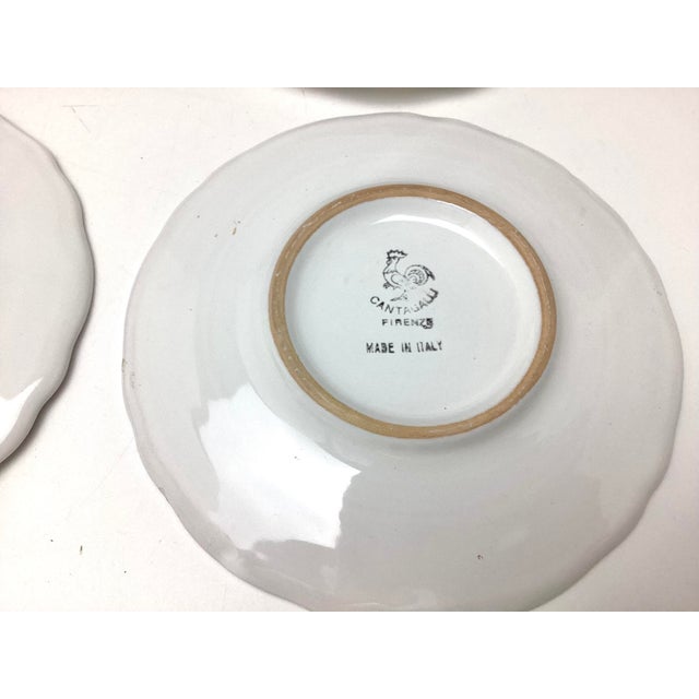 1980s Cantagalli Firenze Italian Faience Hand-Painted Cups and Saucers Set of 6 For Sale - Image 4 of 5