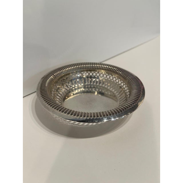 Mid-Century Modern Sterling Silver Small Bonbon Basket Openwork, Mid 20th Century For Sale - Image 3 of 7