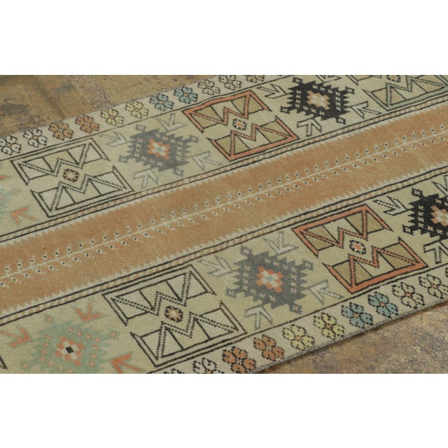 Textile Vintage Turkish Runner With Pastel Floral Medallion Design - Rug & Kilim For Sale - Image 7 of 9