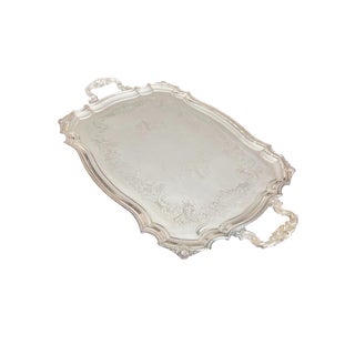 Large Antique English Victorian Rectangular Silverplate Tray From William Adams - Circa 1890's For Sale