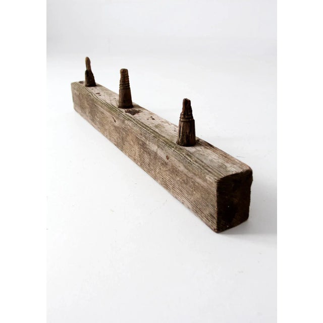 Brown Antique Rustic Peg Post Hanging Rack For Sale - Image 8 of 8