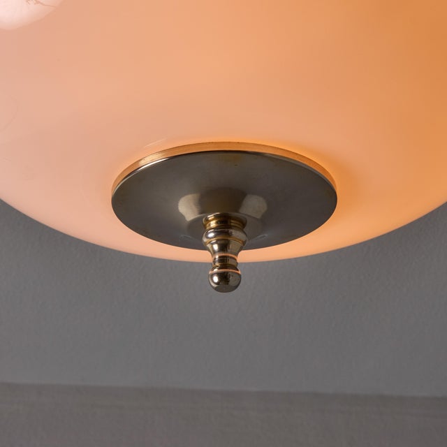 1970s Nickel and Opaline Glass Wall or Ceiling Lamp Attributed to Luigi Caccia Dominioni for Azucena For Sale - Image 13 of 18