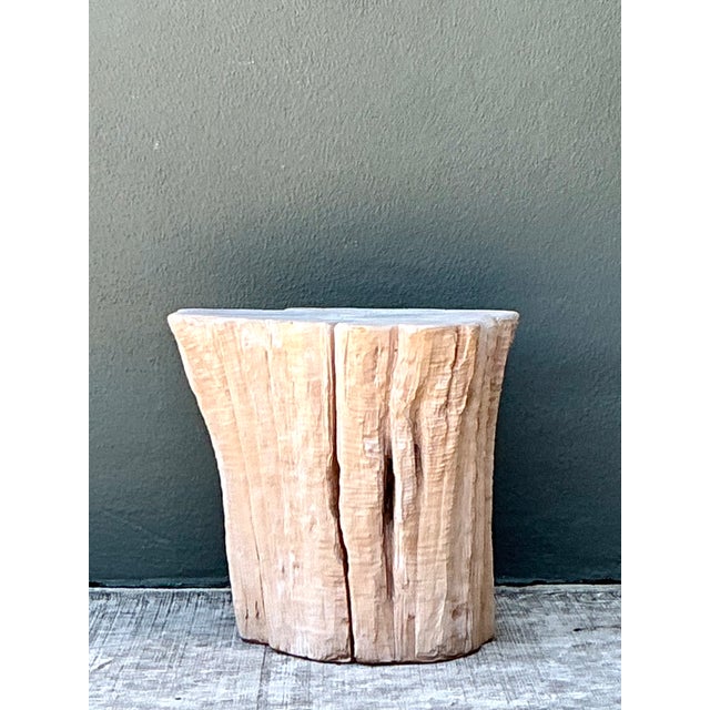 Late 20th Century Vintage Natural Wood Stump Accent Table For Sale - Image 5 of 12