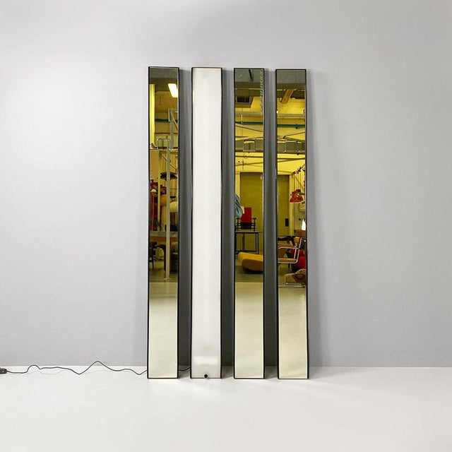 Glass Modular Wall Mirrors with Gronda Lamp by Luciano Bertoncini for Elco, 1970s, Set of 4 For Sale - Image 7 of 18