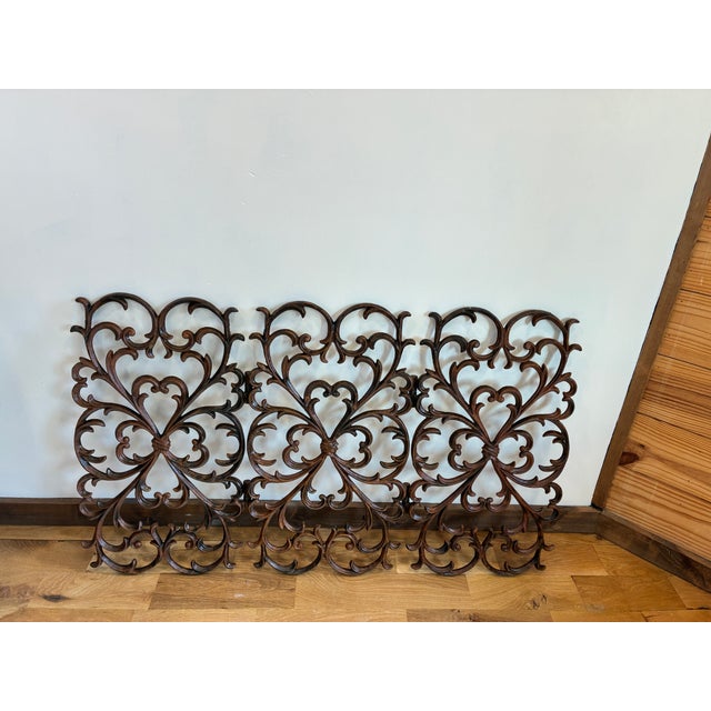 Vintage Ornate Spanish Style Cast Iron Fireplace Screen For Sale - Image 11 of 13