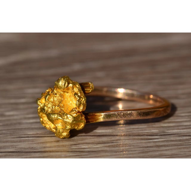 The Caius Unique Ladies Yellow Gold Natural Gold Nugget Bypass Ring. This ring is stunningly crafted in 14 and natural 24...