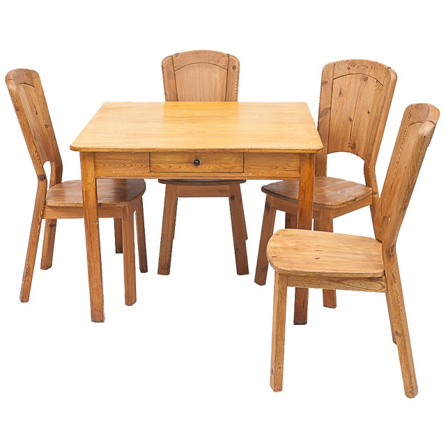 Les Arcs Dining Table and Chairs attributed to Charlotte Perriand, 1960s, Set of 5 For Sale