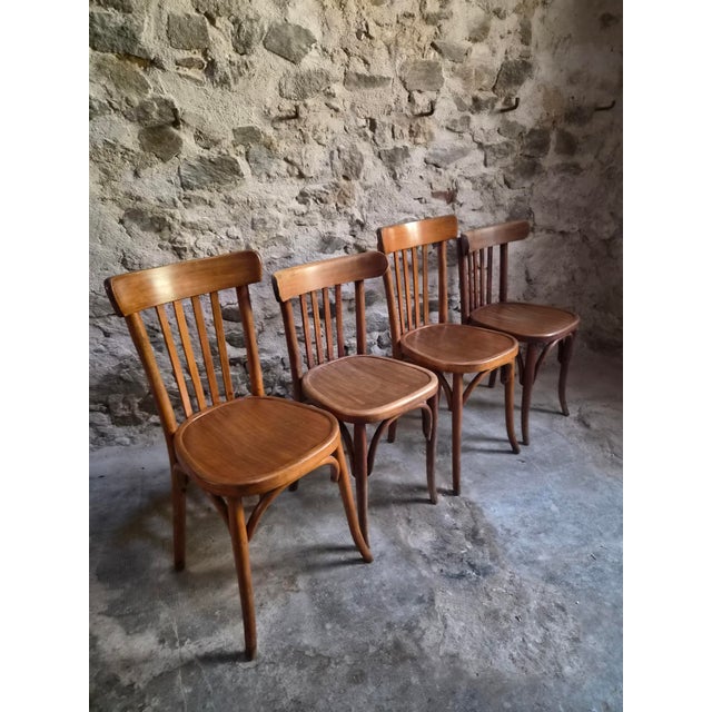 1930s Vintage French Bistro Chairs by Mahieu & Guillaume, 1930s, Set of 4 For Sale - Image 5 of 18