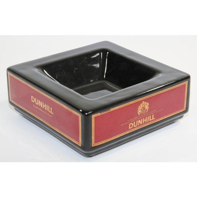 Large Vintage Dunhill ceramic square collectible ashtray catchall by Wade England Royal red and black. Vintage Alfred...