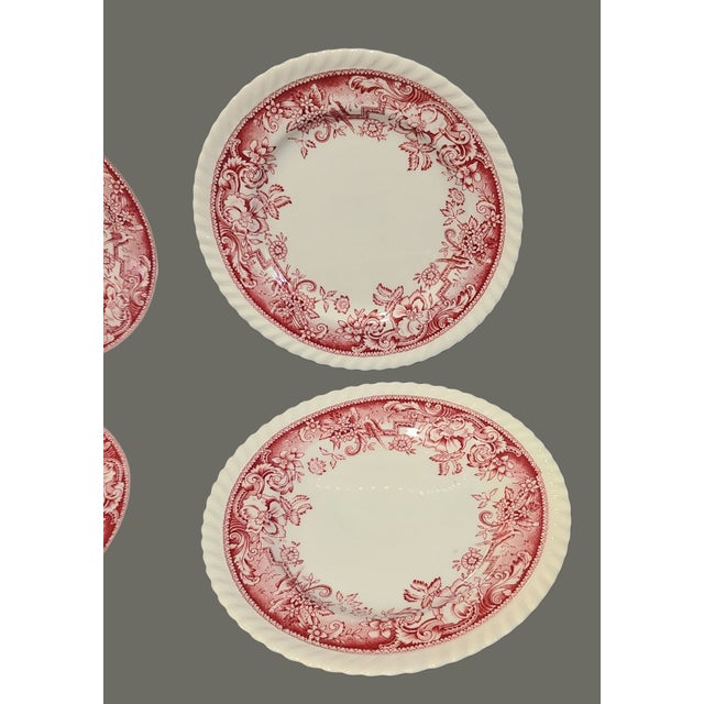 Ceramic Vintage Johnson Bros Devonshire Red Floral Transferware Dessert Plates- Set of 4 For Sale - Image 7 of 7