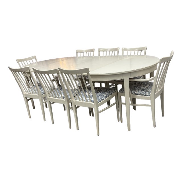 Carl Malmsten for Bodafors Herrgården Dining Set, Set of Nine For Sale