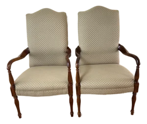 Pair of Sam Moore Classic French Exposed Wood Armchairs