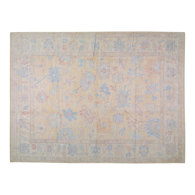 Contemporary Oushak Hand Knotted Wool Rug,10'5"X14' For Sale