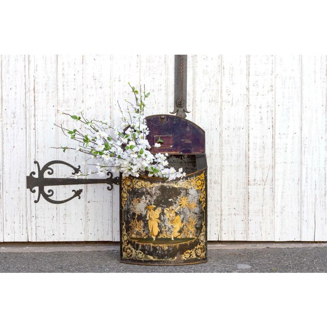 Antique Black & Gilt Chinoserie Drum Canister For Sale - Image 11 of 12