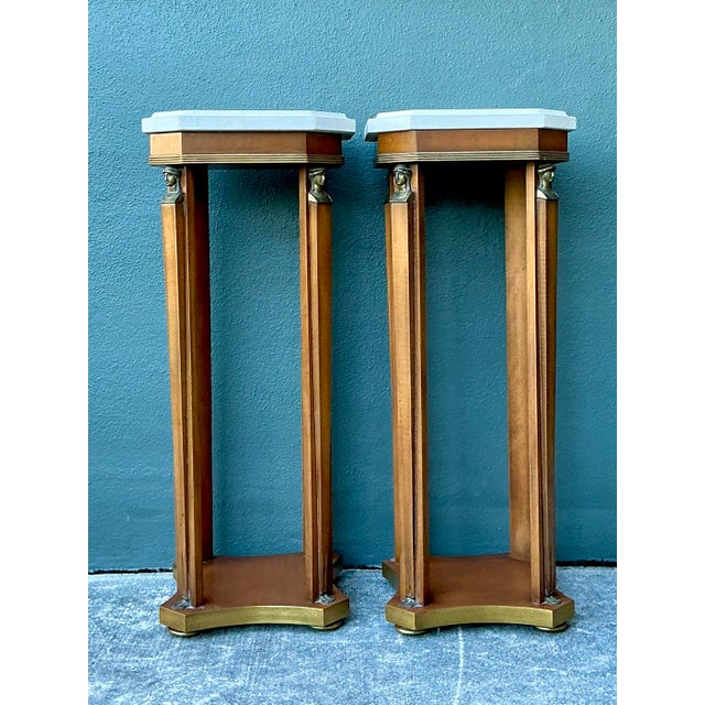 This magnificent pair of vintage Italian pedestals represents the height of Neoclassical sophistication and Empire-style...