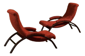 Sculptural Reclining Lounge Chairs in Pierre Frey Yeti Fabric, Italy, Set of 2