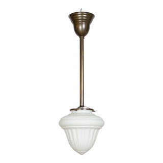 Neoclassical White Glass Acorn Pendant For Sale
